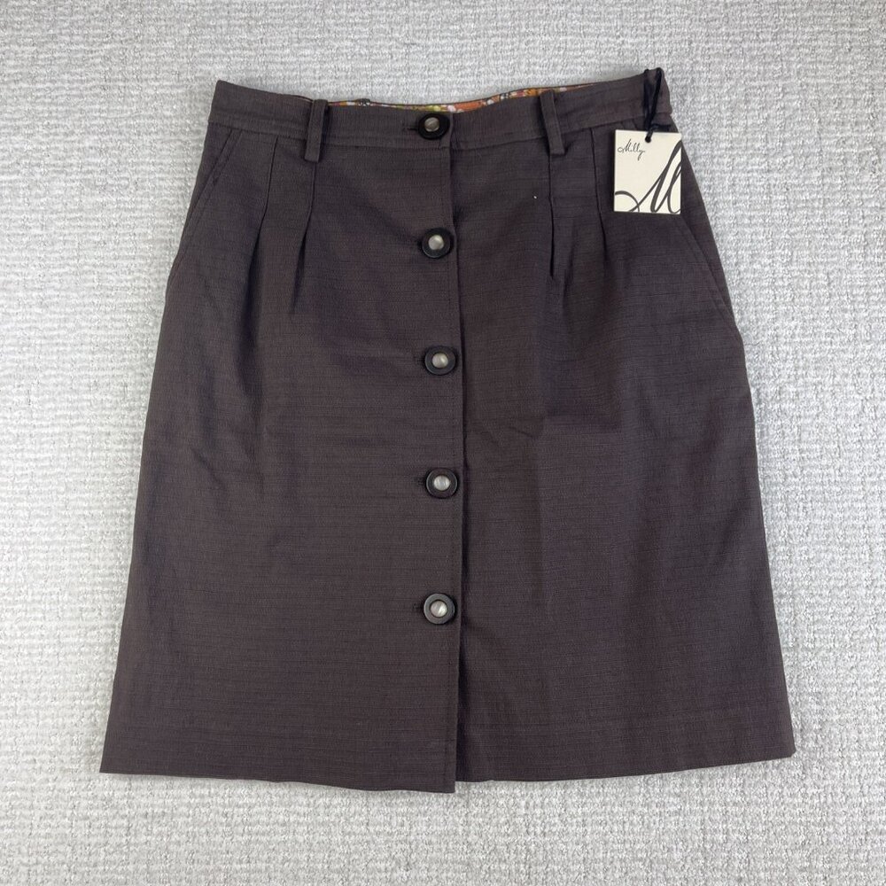 NWT Milly of New-York Chocolate Brown Skirt Size 6 Button up
